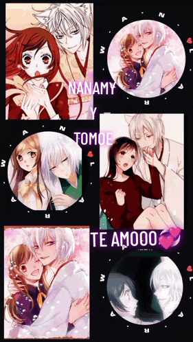 a collage of anime characters with the words te amooo in the middle