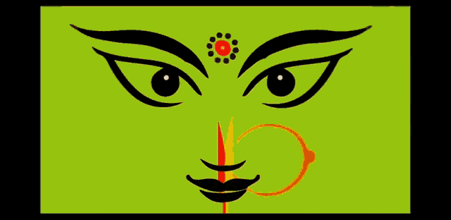 a colorful drawing of a woman 's face with a red eye