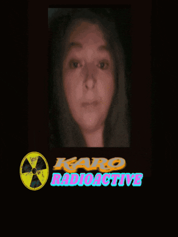a picture of a woman with the words karo radioactive below it