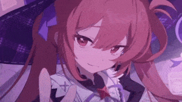 a close up of a girl 's face with a purple background