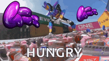 the word hungry that is on a container