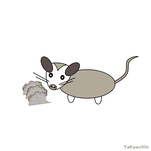 a cartoon drawing of an opossum eating a stack of tacos by takuachin