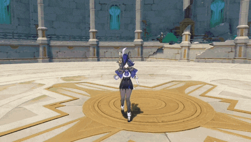 a video game character is dancing in a circle