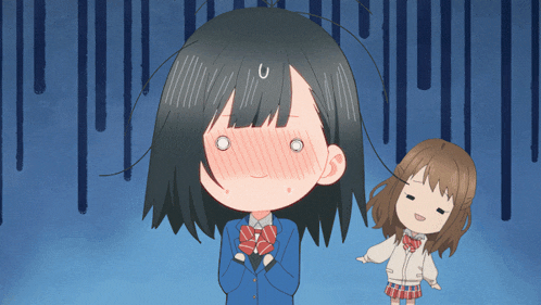 a cartoon of a girl with her eyes closed