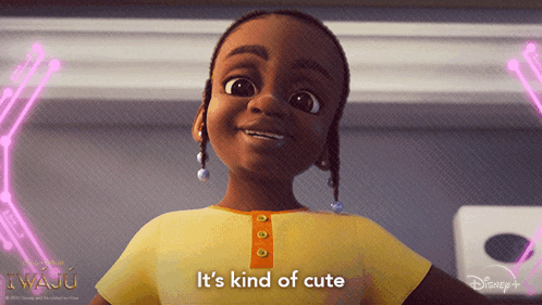 a cartoon character with the words it 's kind of cute