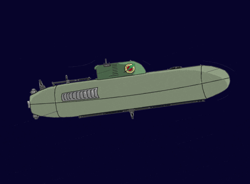 a cartoon drawing of a submarine with a life preserver on top