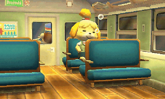 a cartoon of a dog sitting in a train car with a sign that says print on it
