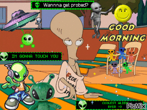 a cartoon scene with the words good morning written on the bottom