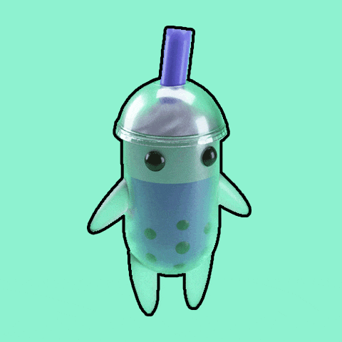 a cartoon drawing of a bubble tea cup with a straw