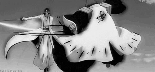 a black and white drawing of a man holding a sword with the words rizer-is-everything below him