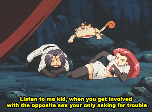 a cartoon says listen to me kid when you get involved with the opposite sex you 're only asking for trouble