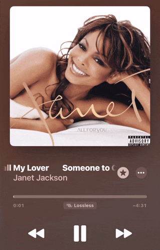 someone to by janet jackson is playing on a music player