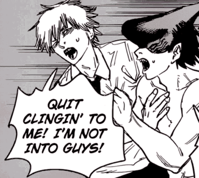 a black and white drawing of a man saying quit clingin ' to me