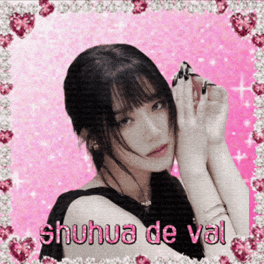 a picture of a girl with the name shuhua de val written on it