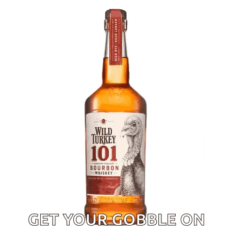 a bottle of wild turkey 101 bourbon whiskey