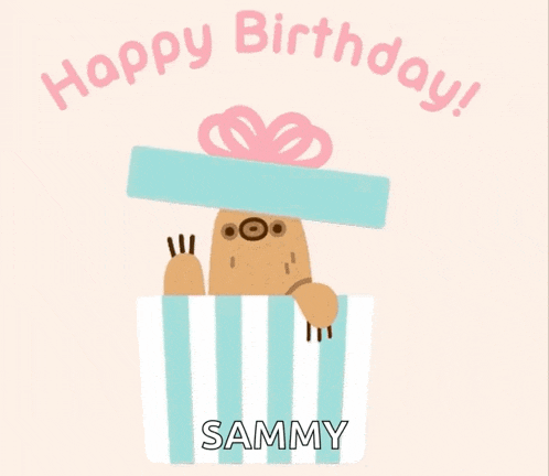a happy birthday card with a sloth in a box