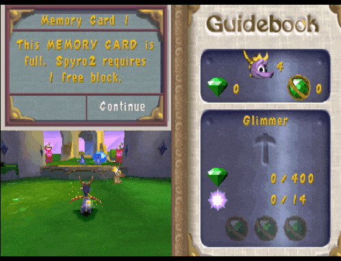 a screenshot of a video game with a memory card
