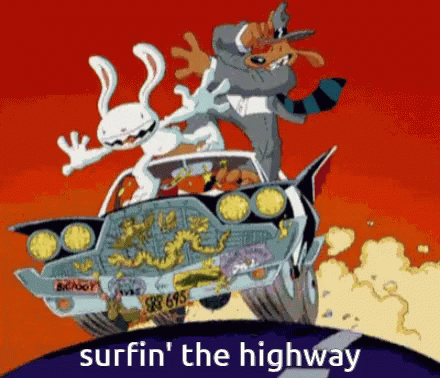 Surfin The Highway Sam And Max GIF - Surfin The Highway Sam And Max Freelance Police GIFs