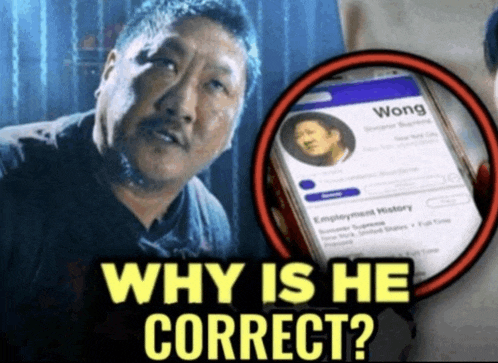 a picture of a man next to a phone with wong on it