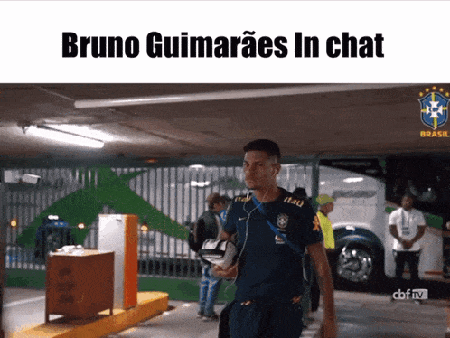 a picture of a soccer player with the words bruno guimarães in chat