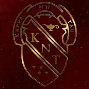 a logo for kappa nu tau with a shield and a lamp