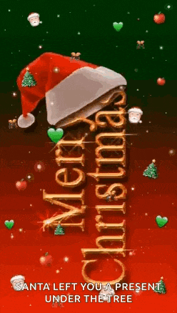 santa left you a present under the tree christmas card