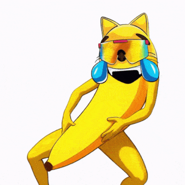 a yellow cartoon character wearing sunglasses and tears coming out of its eyes