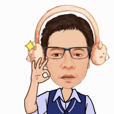 a cartoon of a man wearing headphones and giving a ok sign