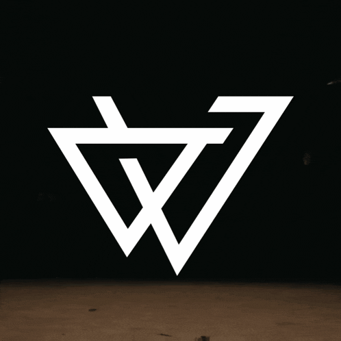 a white triangle with the letter w in the middle