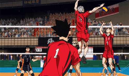a volleyball game is being played in front of a large crowd