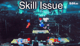a screenshot of a video game with the words skill issue below it