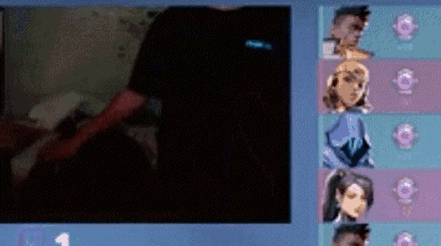 a man in a black shirt is standing in front of a computer screen with a bunch of icons on it .