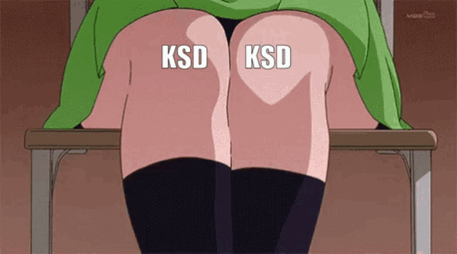 a cartoon of a woman 's legs with the words ksd ksd written on them