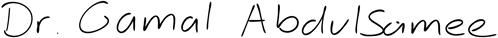 the name dr. camal abou samee is written in black on a white background .