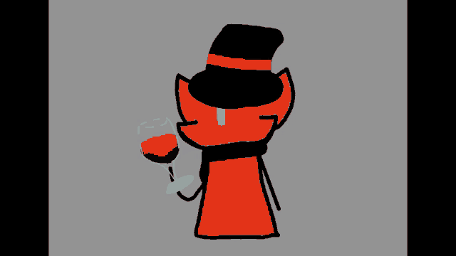 a cartoon of a cat wearing a top hat and holding a glass