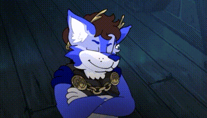 a cartoon drawing of a blue and white furry animal giving a thumbs up .