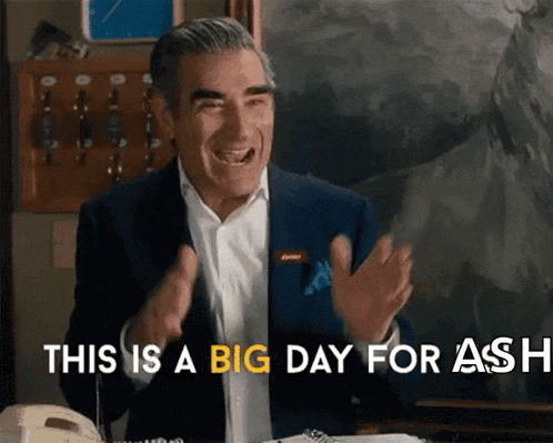 a man in a suit and white shirt says " this is a big day for ash "