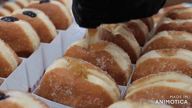 a bunch of donuts are being made in an animatica
