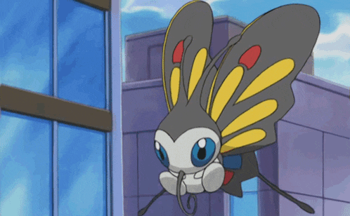 a cartoon butterfly is flying in the air