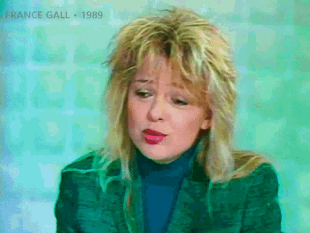 a painting of a woman with france gall 1989 written on the bottom