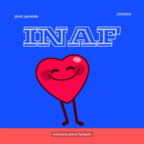 a cartoon heart with arms and legs and the word inaf on it