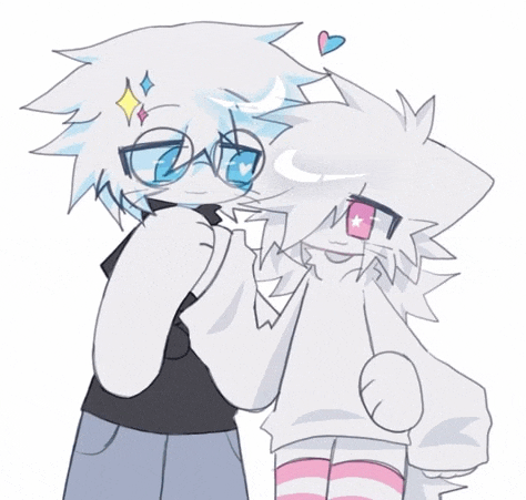 a drawing of a boy and a girl with glasses on