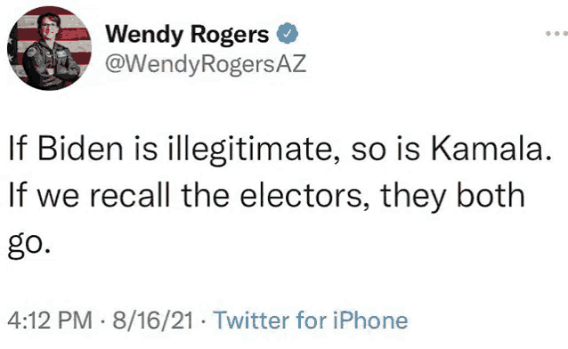 wendy rogers tweets about biden and kamala on twitter