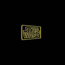 a star wars logo that is yellow on a black background