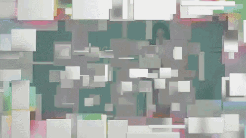 a colorful background with a few squares and the letter u