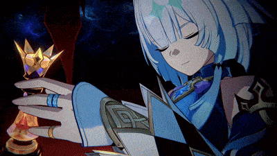 a girl with white hair is holding a trophy with a star on it