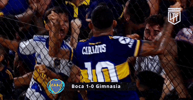 Jumping Up The Fence Liga Profesional De Fútbol De La Afa GIF - Jumping Up The Fence Liga Profesional De Fútbol De La Afa Embrace GIFs