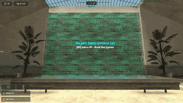 a computer screen shows a waterfall and the words sejam bem-vindos a