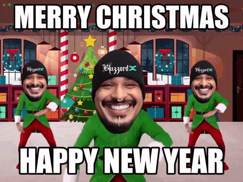 a merry christmas and happy new year cartoon