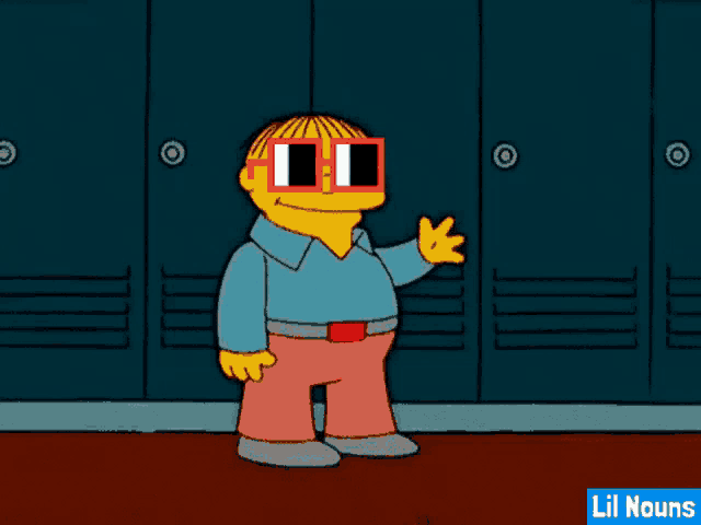 a cartoon character wearing sunglasses with the words lil nouns below